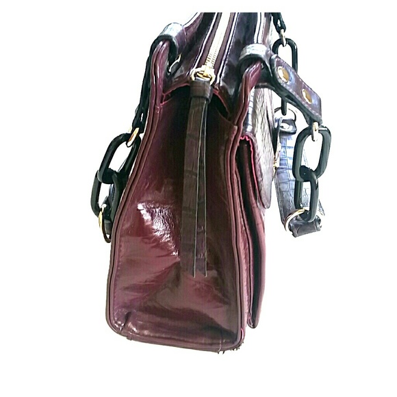 EXPRESS Purple Wine Satchel Attaché Handle Bag - Picture 3 of 8